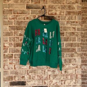Cato Green Holiday Christmas Lights Fa La La  Sweatshirt